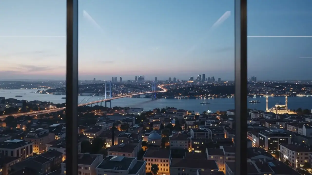 8GOS ofis katında holografik panellerle çalışan insansı robotlar